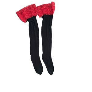 Focal Vtg. Gartertop Red Lace Black Stockings Versailles 252 Granada Made/Switze